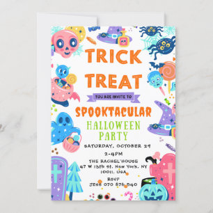 Spooktacular Halloween Trick or Treat Pumpkin Invi Invitation