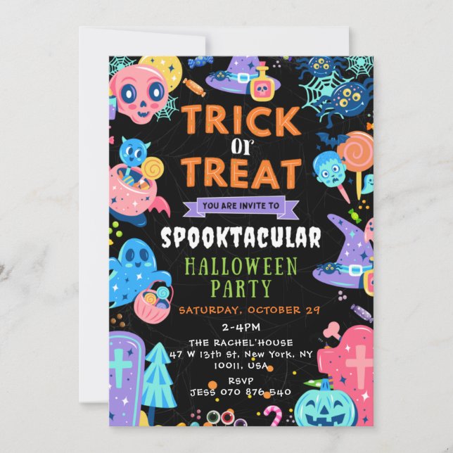 Spooktacular Halloween Trick or Treat Pumpkin Invitation (Front)