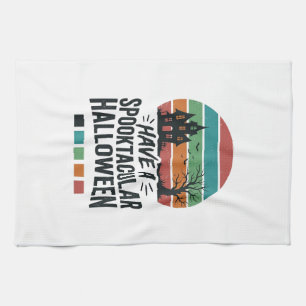Spooktacular Halloween Vintage Engraving Shirt Des Tea Towel