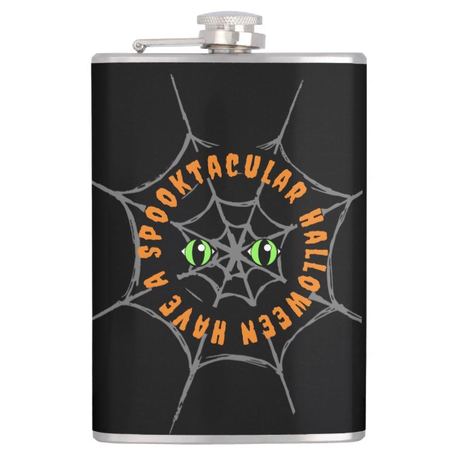 Spooktacular Halloween Vinyl Wrapped Flask (Front)