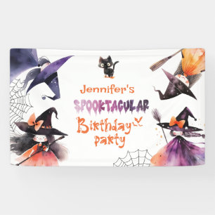 Spooktacular Halloween witches Birthday party Banner