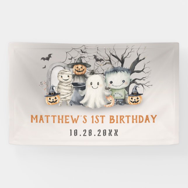 Spooktacular Kids Halloween Birthday Banner (Horizontal)