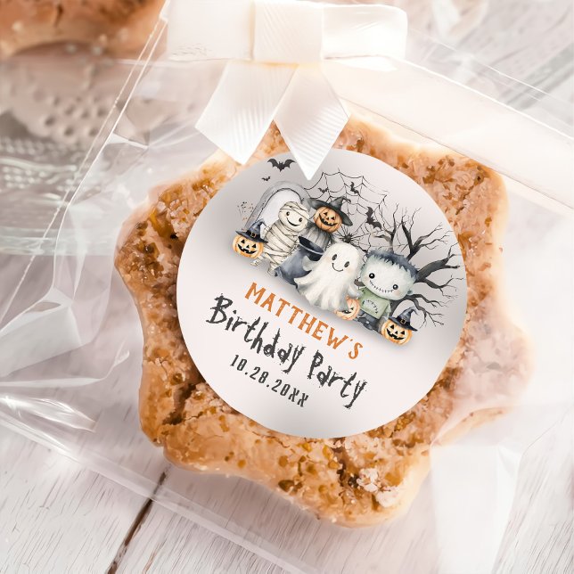 Spooktacular Kids Halloween Birthday Classic Round Sticker (Creator Uploaded)
