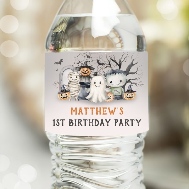 Spooktacular Kids Halloween Birthday Water Bottle Label (Creator Uploaded)