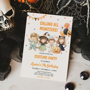Spooktacular Monsters Halloween Costume Birthday Invitation