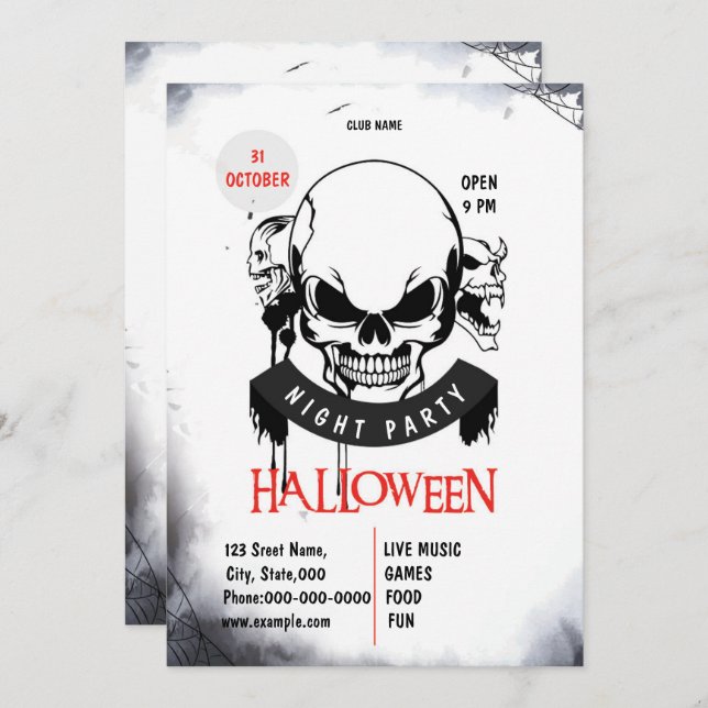 Spooktacular Night Scary Halloween Party Invitation (Front/Back)
