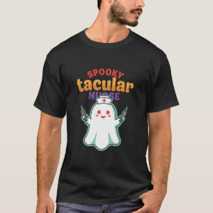 Spooktacular Nurse Halloween Ghost Design T-Shirt