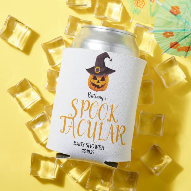 Spooktacular Orange Cute Pumpkin Baby Shower  Can Cooler (In Situ Summer)