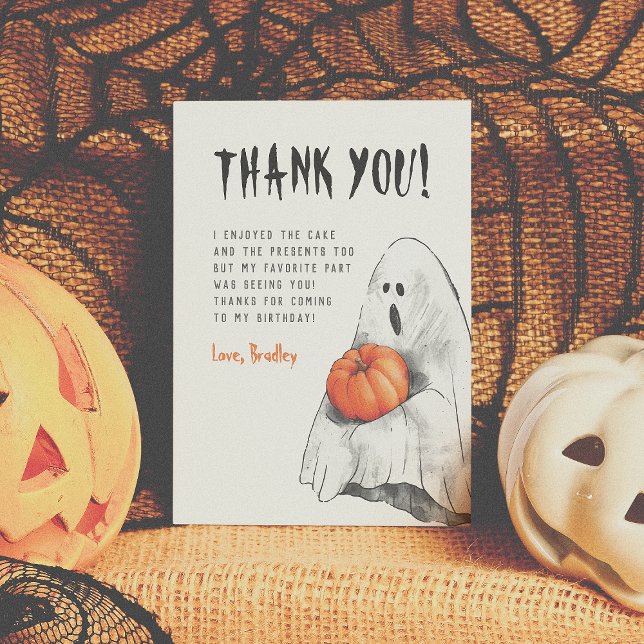 Spooktacular Party Ghost Birthday Thank You Card (Creator Uploaded)