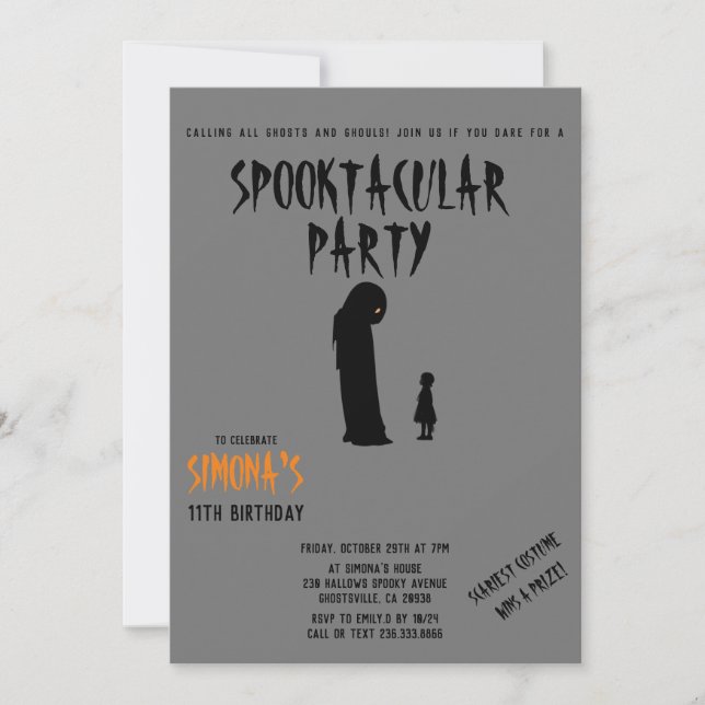 Spooktacular Party Halloween Ghost  and Kid Invitation (Front)