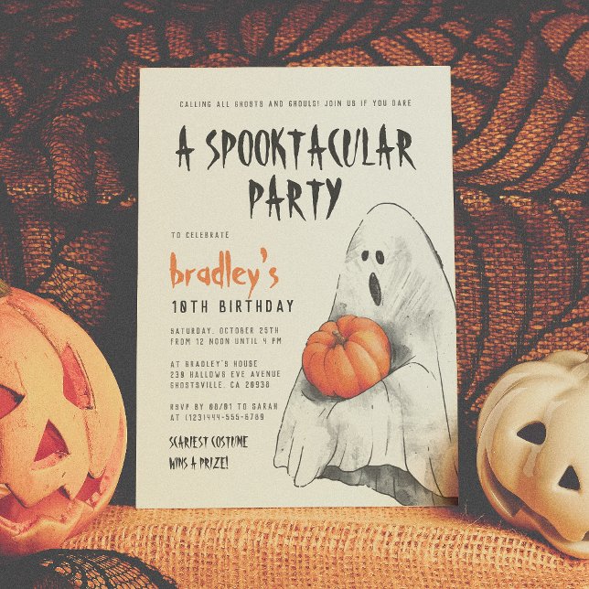 Spooktacular Party Halloween Ghost Boy Birthday Invitation (Creator Uploaded)