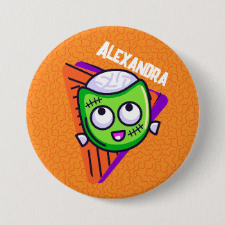 Spooktacular Personalised Zombie Button - orange