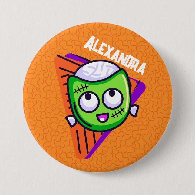 Spooktacular Personalised Zombie Button - orange (Front)