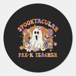 Spooktacular Pre-k Teacher Happy Halloween Matchin Classic Round Sticker