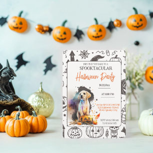 Spooktacular Puppy Halloween Party Invitations