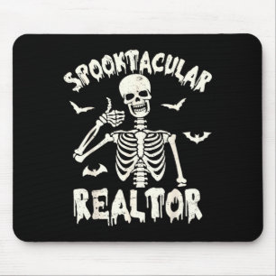 Spooktacular Realtor Funny Skeleton Halloween Mouse Mat