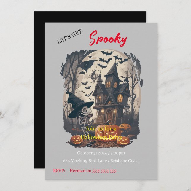 Spooktacular Scary Halloween Invitation (Front/Back)