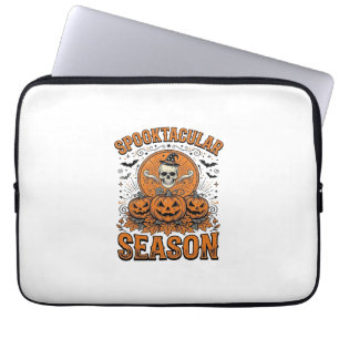 Spooktacular Season Vintage Halloween Skull Pumpki Laptop Sleeve