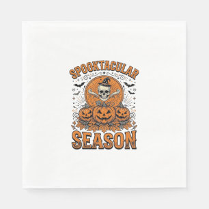 Spooktacular Season Vintage Halloween Skull Pumpki Napkin
