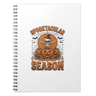 Spooktacular Season Vintage Halloween Skull Pumpki Notebook