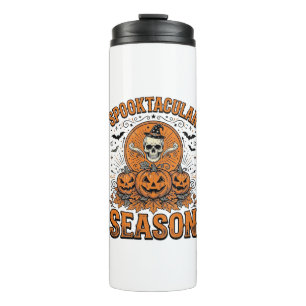Spooktacular Season Vintage Halloween Skull Pumpki Thermal Tumbler