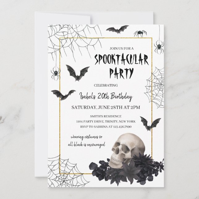 Spooktacular Skull Halloween Birthday Invitation (Front)