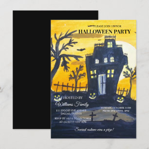 Spooktacular Spooky Ghost Pumpkin Halloween Party Invitation