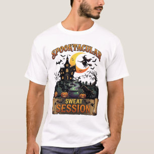 Spooktacular Sweat Session Haunted House Witch Cau T-Shirt