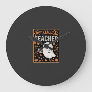 Spooktacular Teacher Halloween Ghost Design_1 Large Clock