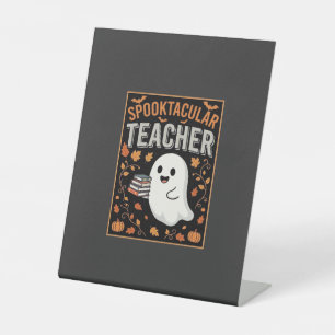 Spooktacular Teacher Halloween Ghost Design_1 Pedestal Sign