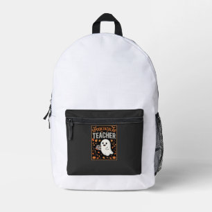 Spooktacular Teacher Halloween Ghost Design_1 Printed Backpack