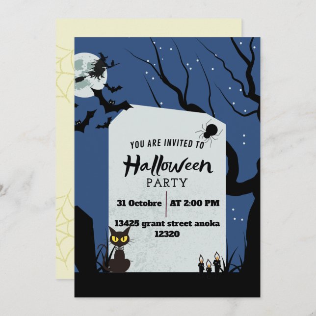 Spooktacular Vibes Halloween Ghost Birthday Invit Invitation (Front/Back)