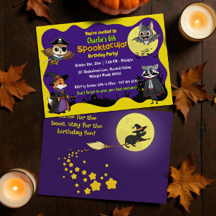 Spooktacular Woodland Animals in Costume Birthday Invitation