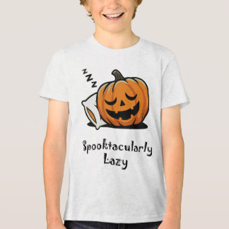 Spooktacularly Lazy Sleeping Pumpkin Halloween Tri-Blend Shirt