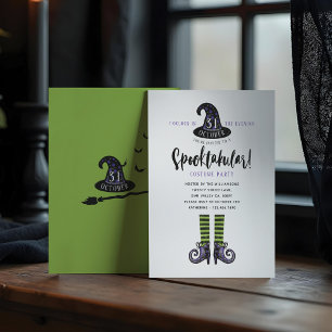 Spooktakular Wicked Witch Halloween Costume Party Invitation