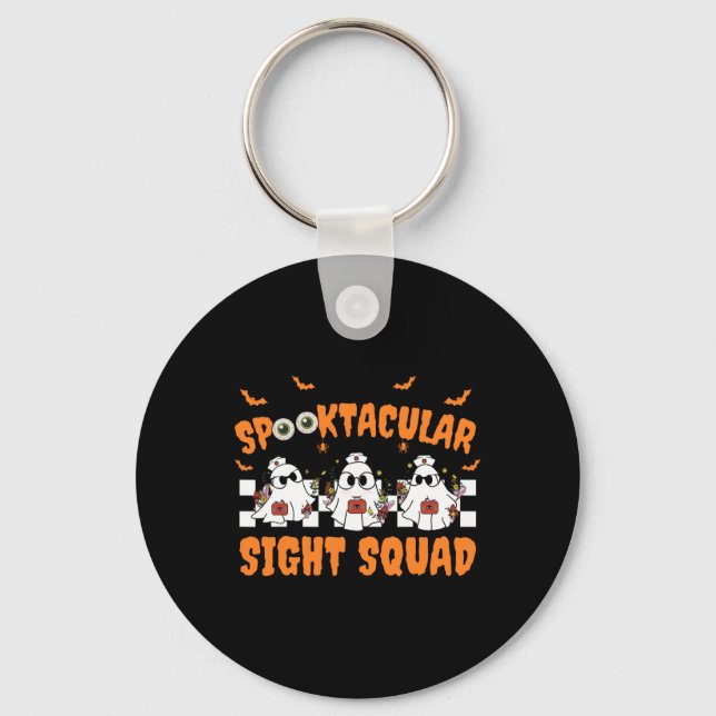 Spooktocular Sight Squad Ghost Halloween Optometry Key Ring (Front)
