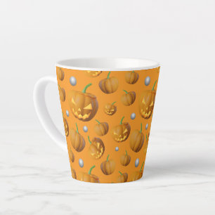 Spooky 3D Jack O'Lantern & Pumpkin Pattern Latte Mug