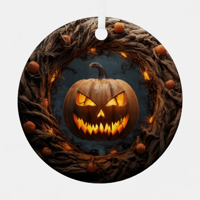 Spooky 3D Pumpkin Wreath Halloween Ornament (Front)