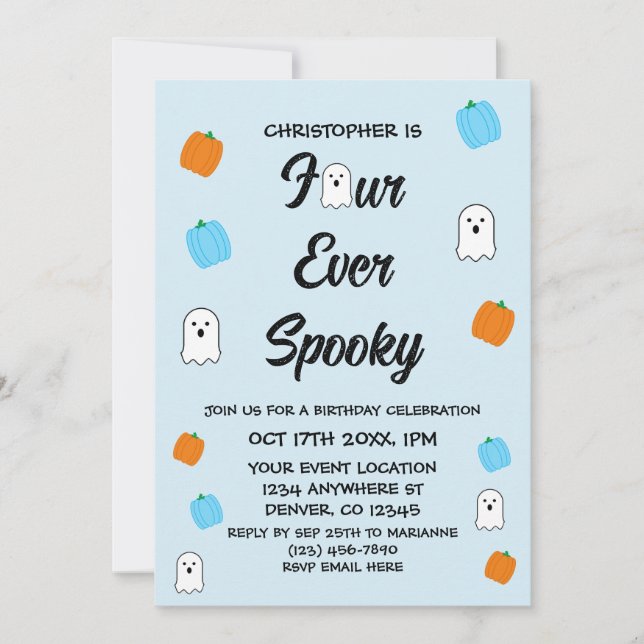 Spooky 4th Birthday Invitation (Front)