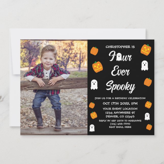 Spooky 4th Birthday Invitation (Front)