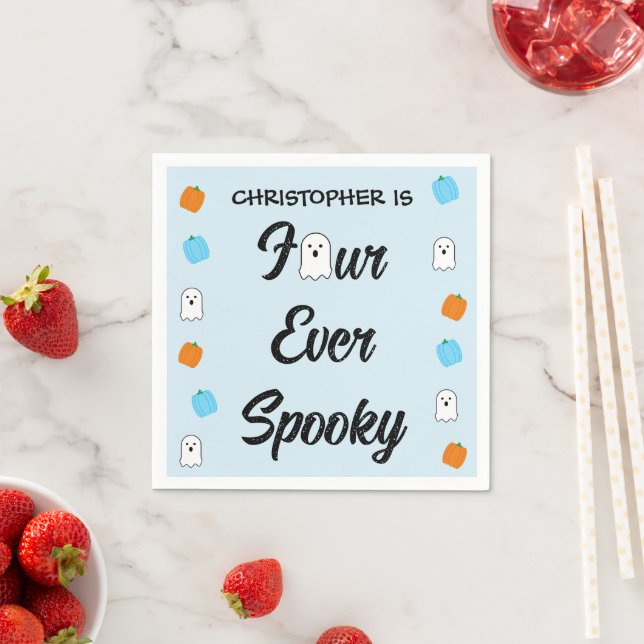 Spooky 4th Birthday Napkin (Insitu)