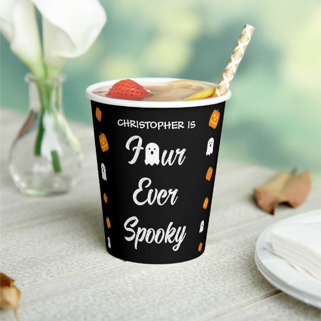Spooky 4th Birthday Paper Cups (Insitu)