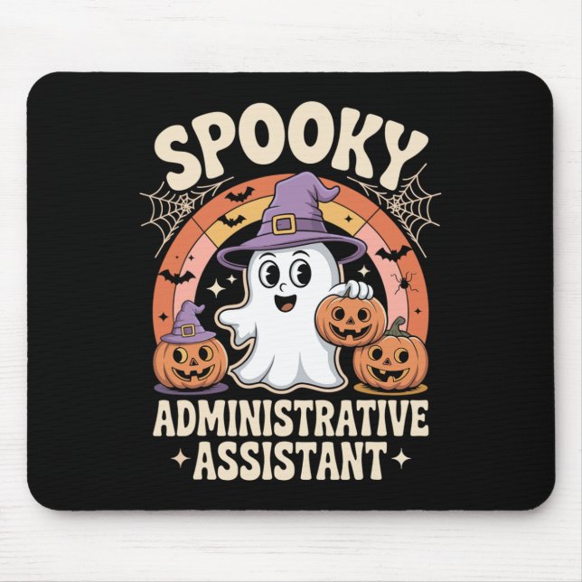 Spooky Administrative Istant Ghost Pumpkin Hallowe Mouse Mat (Front)