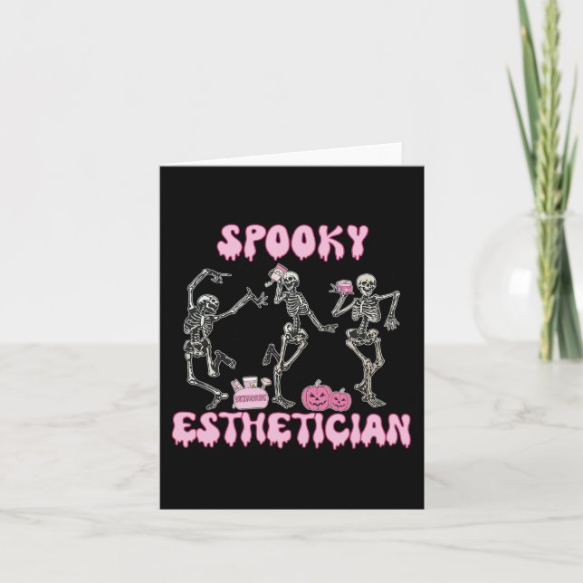 Spooky Aesthetician Halloween Skeleton Skin Therap Card (Front)