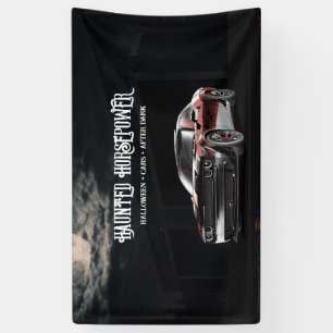 Spooky American Muscle Car Halloween Party Banner
