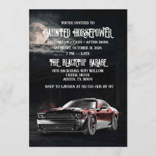Spooky American Muscle Car Halloween Party Invitation
