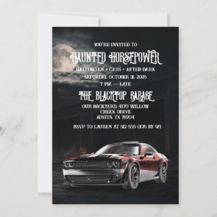 Spooky American Muscle Car Halloween Party Invitation