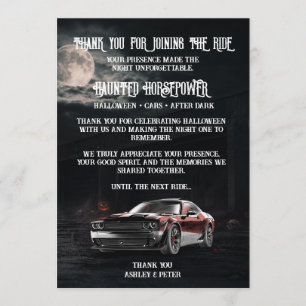 Spooky American Muscle Car Halloween Party Thank You Card