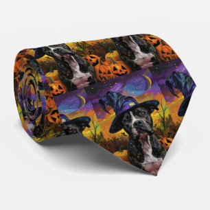 Spooky American Staffordshire Halloween Pumpkin Tie