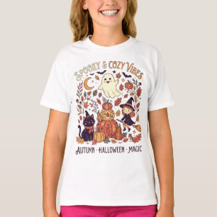 Spooky and Cosy Vibes Cute Halloween Autumn Magic T-Shirt